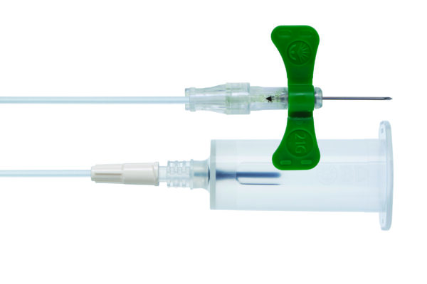 BD Push Button Sicherheitsblutennahmeset + Halter 21G grün (1 Pkg.=20 Stk.)